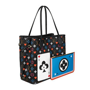 Louis Vuitton Game On Neverfull MM Black Red Heart Tote Top Handle Shoulder Bag